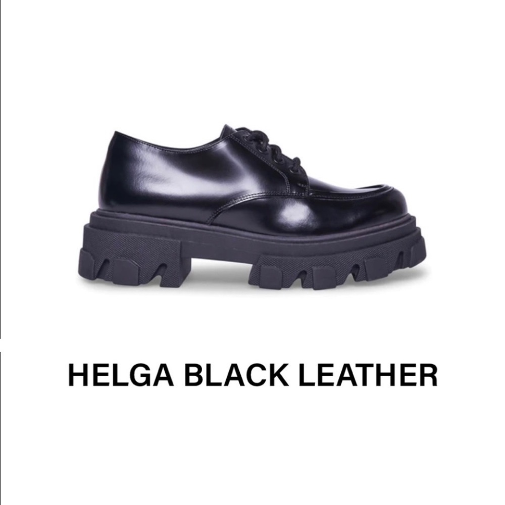 Helga black leather platform shoes